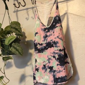 Lululemon Athletica Pink and Black camo Patterned Tank Top